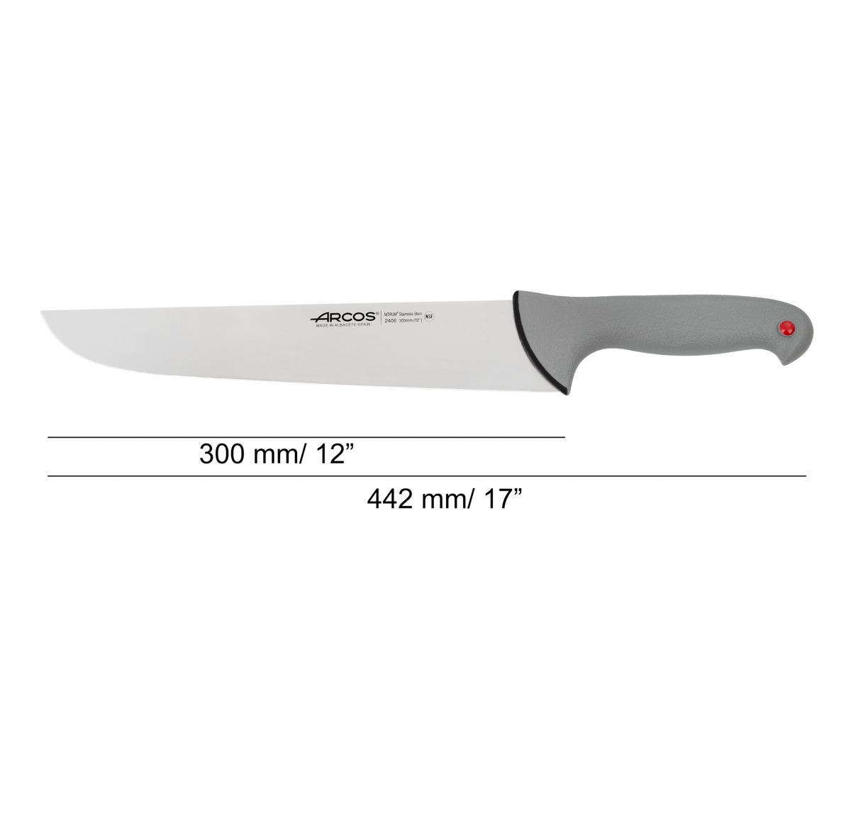 Cuchillo Carnicero Arcos con hoja de 300 mm Colour Prof con mango doble inyectado gris