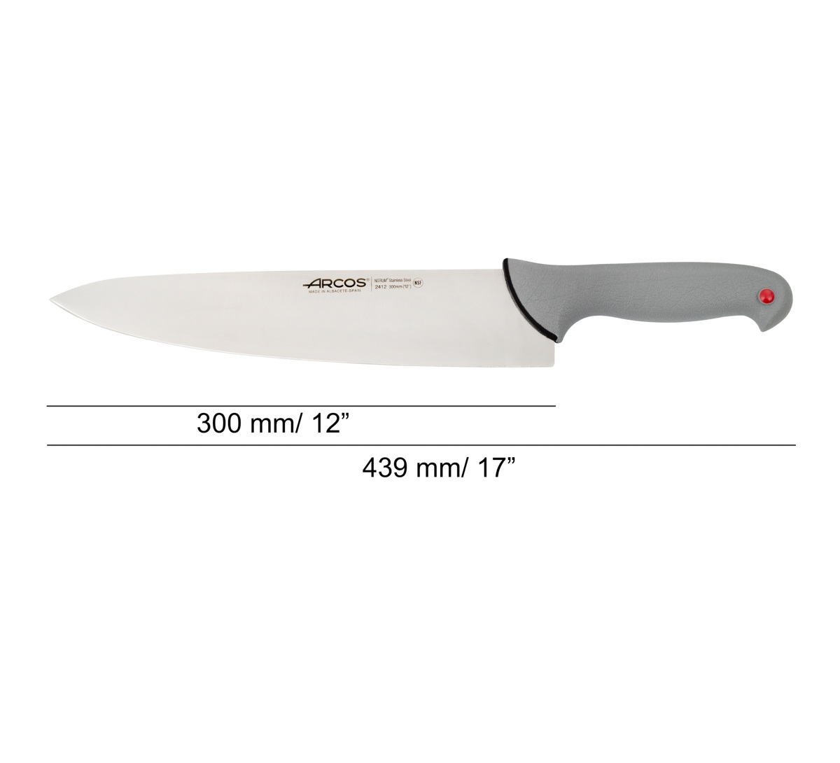 Faca de chef Arcos com lâmina Colour Prof de 300 mm e cabo de dupla injeção cinzento