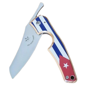 Navaja de bolsillo y cortapuros con bandera de Cuba en mango