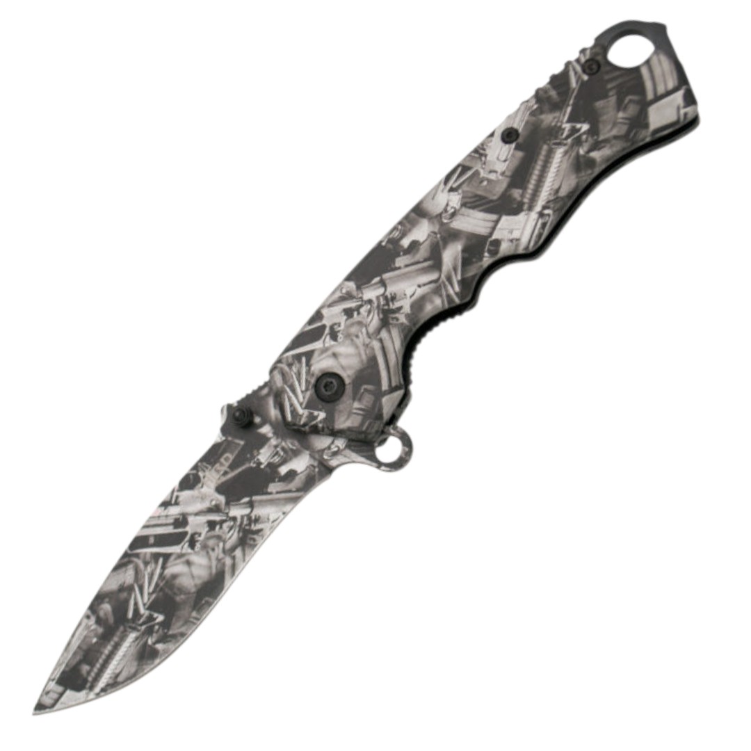 Coltello tattico rivestito con disegno di armi