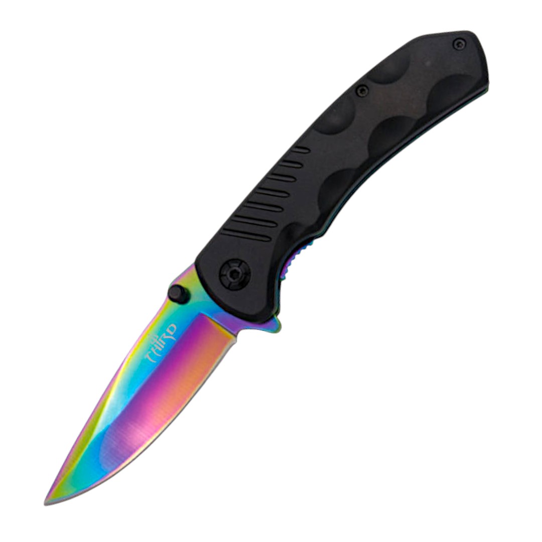 Coltello tattico con manico nero Fiebre Rainbow