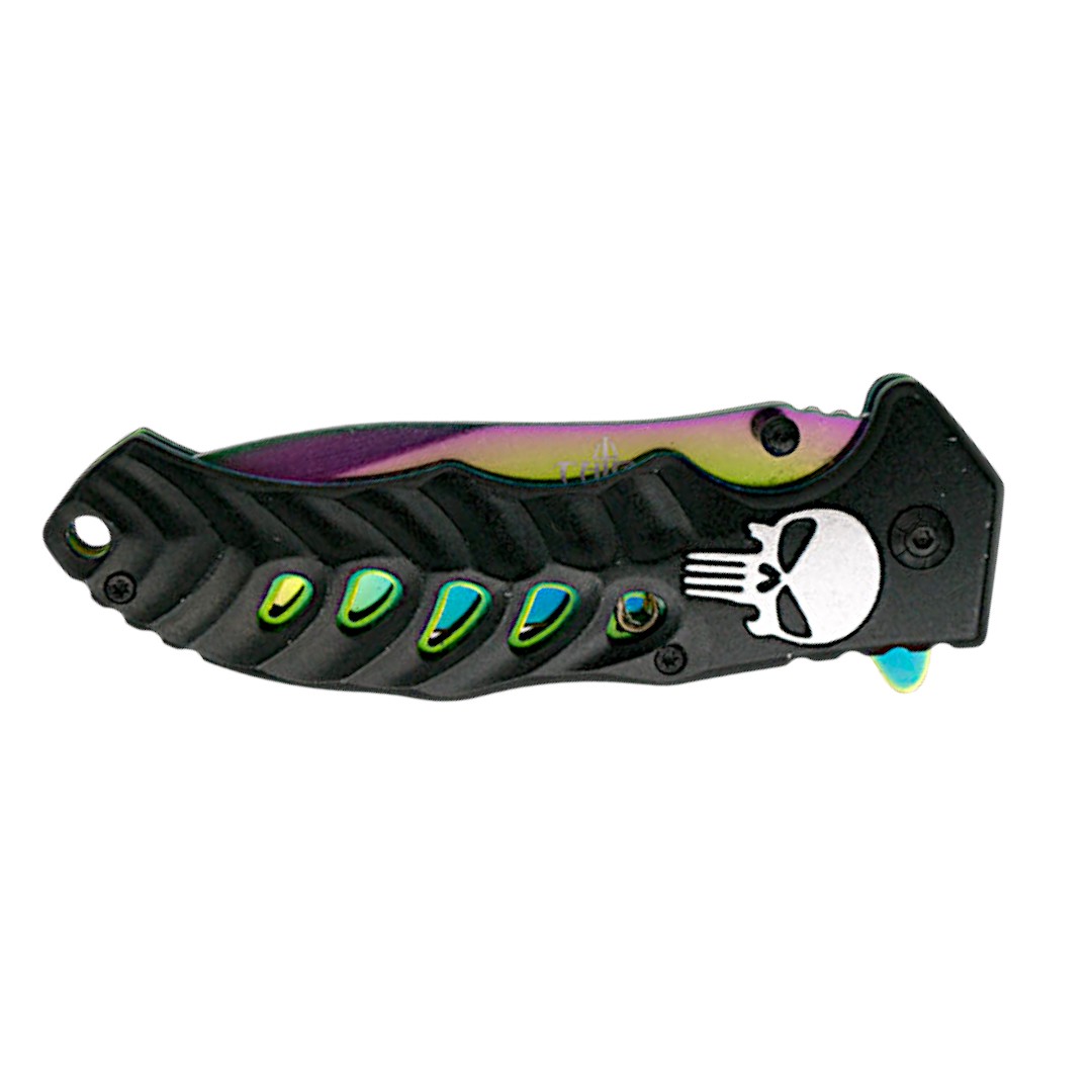 Tactical penknife with 9cm rainbow blade.