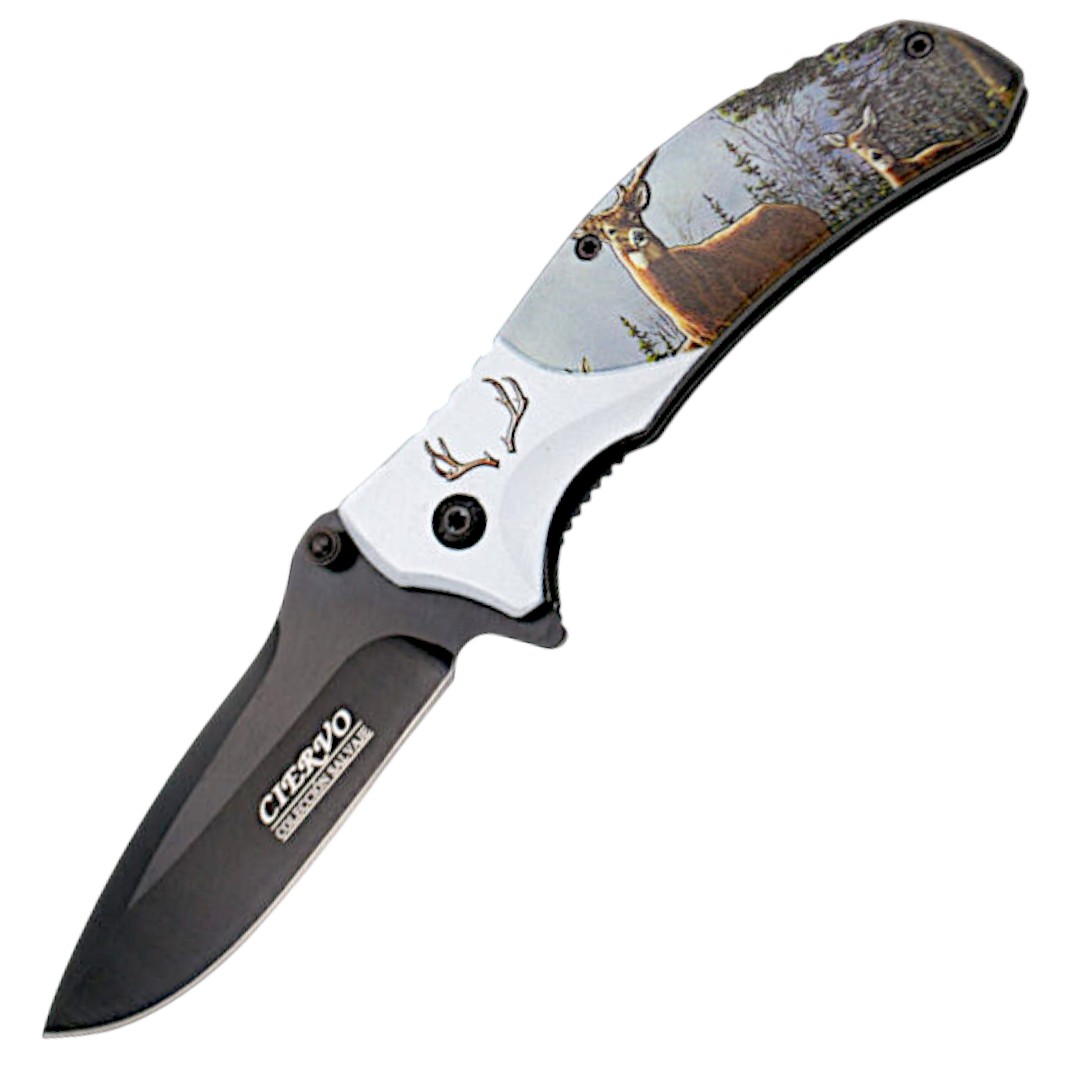 Coltello tattico con disegno di cervo Third
