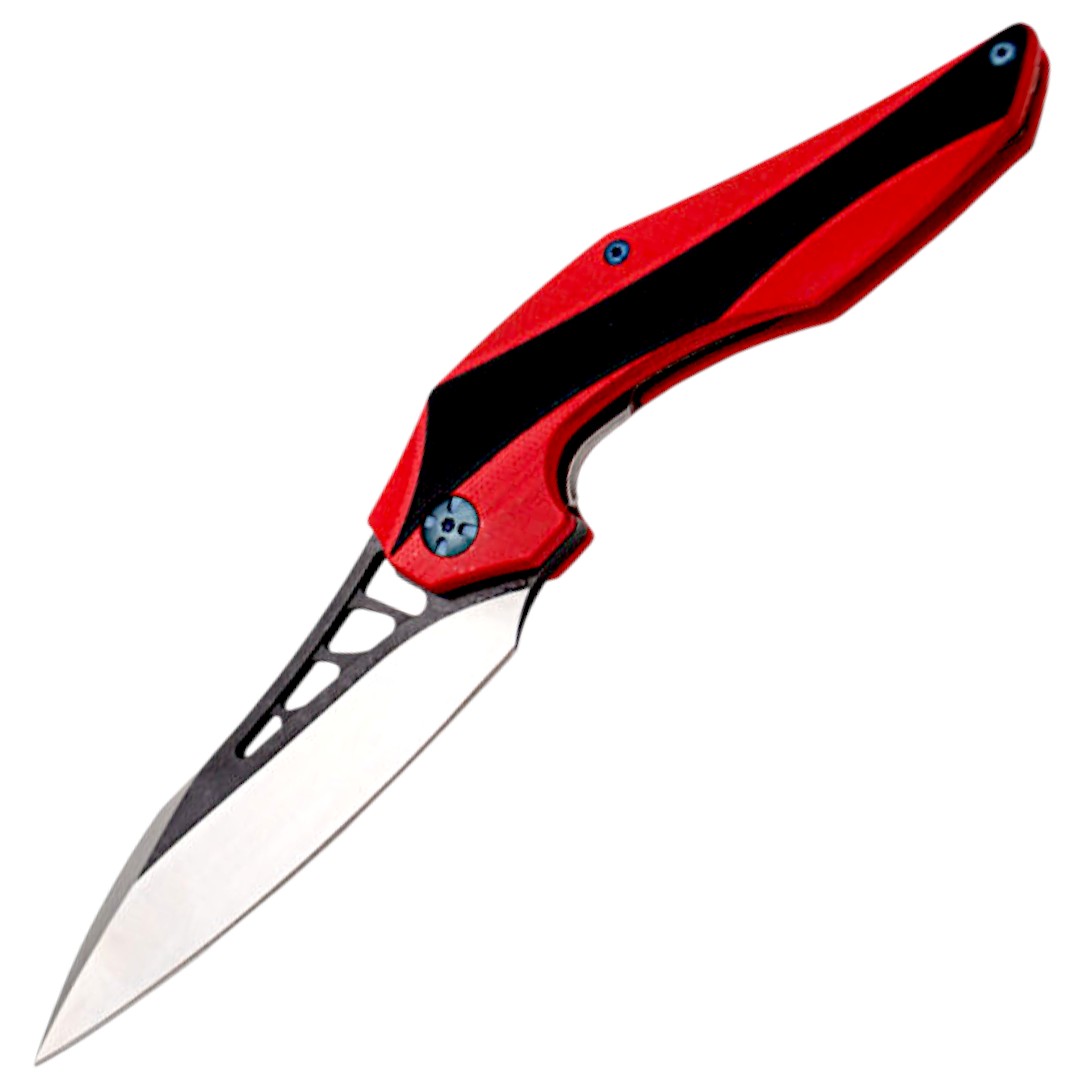 Coltello tascabile tattico Thunder G10 bicolore rosso e nero.
