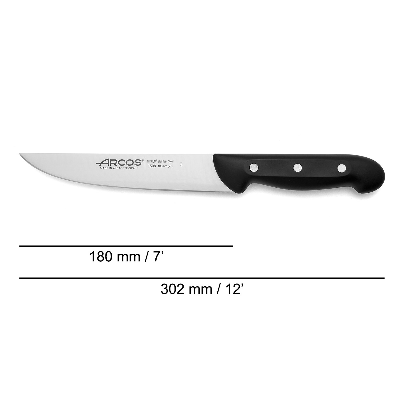 Arcos Maitre kitchen knife with black polypropylene handle and 180 mm blade