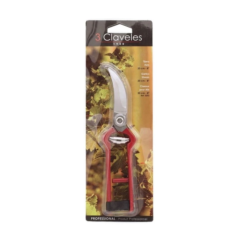 Tijera para ajos 20 cm con mango esmaltado 3 Claveles