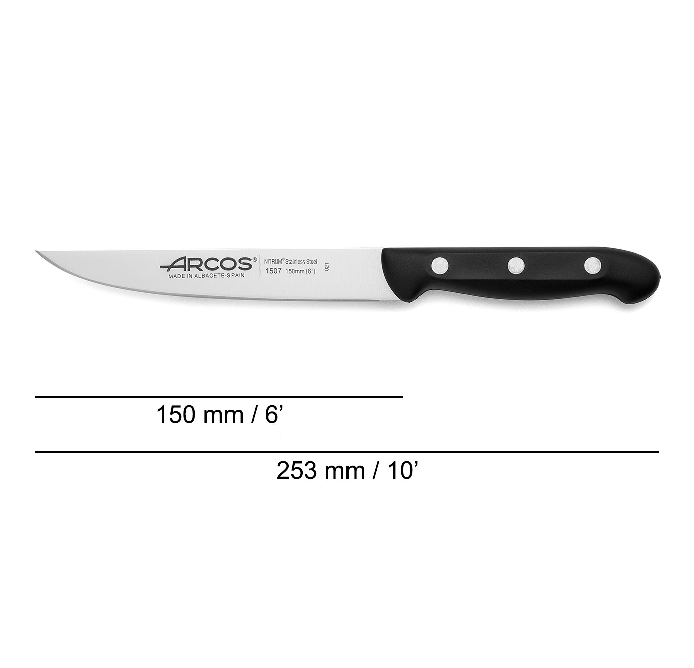 Set da cucina Arcos Maitre 5 pezzi + ceppo con manico in polipropilene nero
