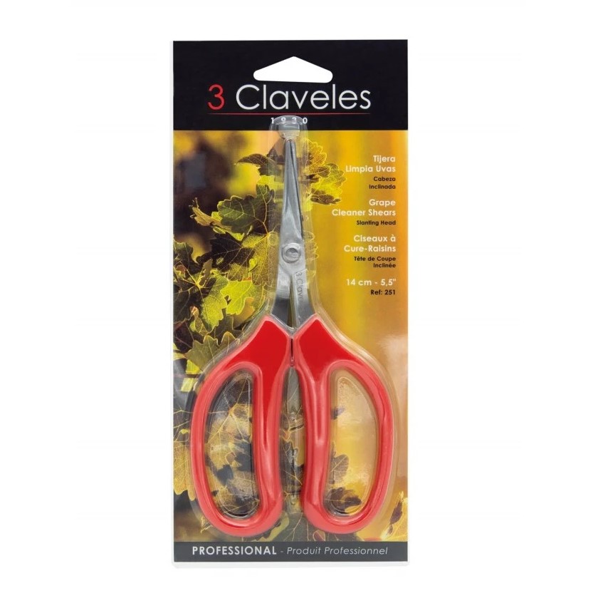 3 Claveles grape cleaning scissors with plasticized handle