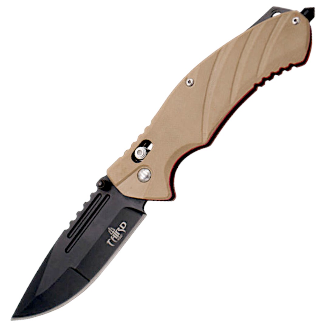 Coltello tascabile con blocco sull'asse con manico in G10 marrone...