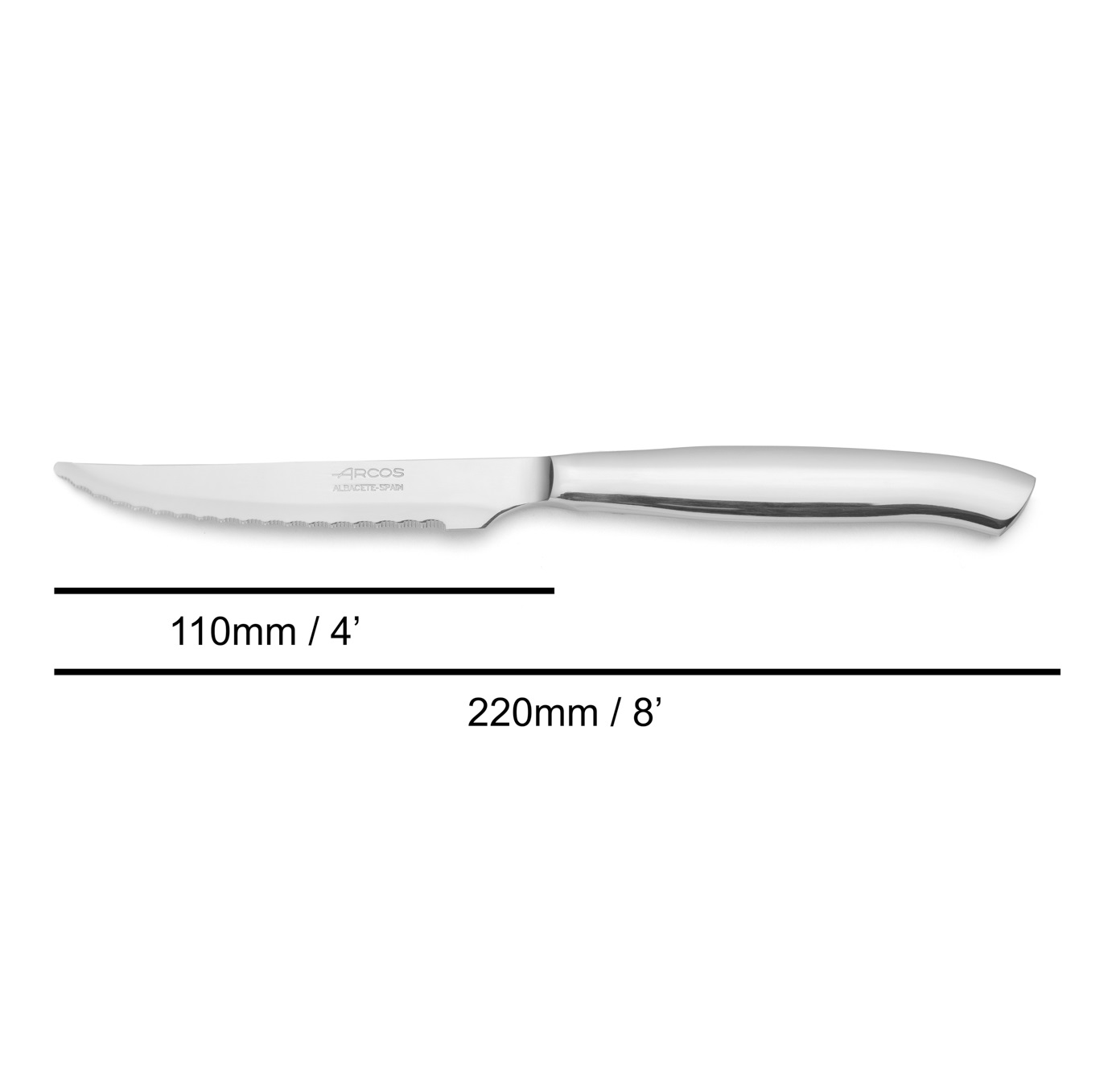 12 cuchillos chuleteros 220 mm Arcos acero inoxidable con filo dentado
