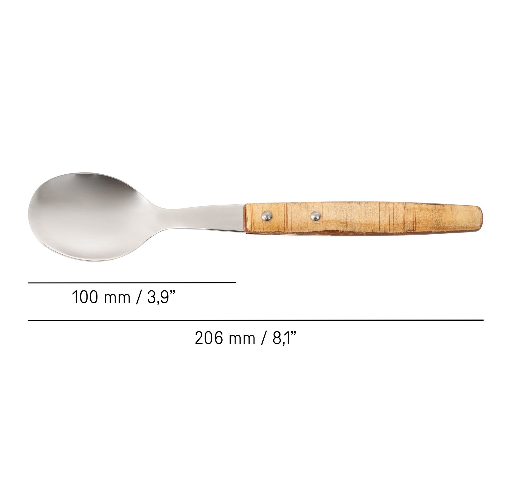 12 cuillères de table Arcos de 205 mm avec manche en bois compressé brun clair