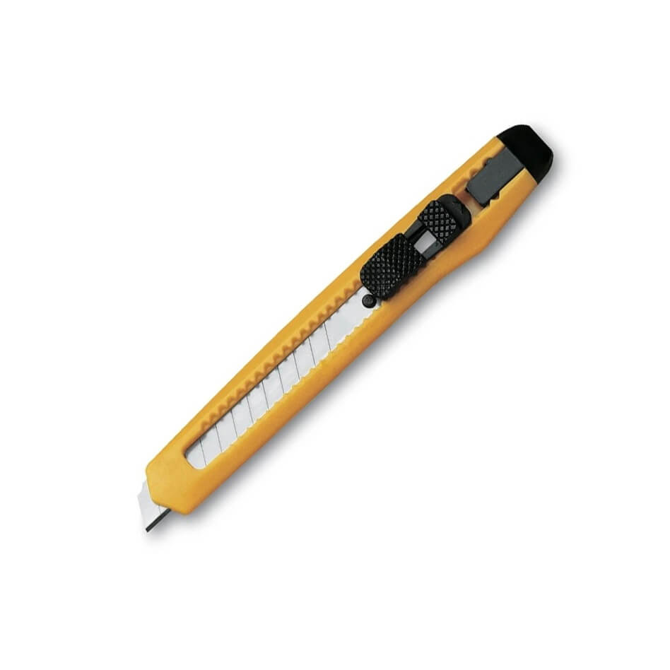 Cutter de 9 mm con mango de nylon y cierre de seguridad 3 Clavele...