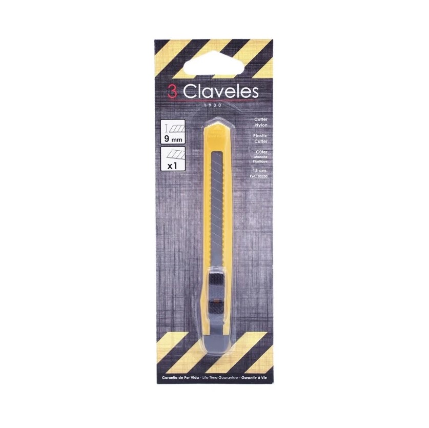 Taglierina da 9 mm con manico in nylon e chiusura di sicurezza a 3 Claveles