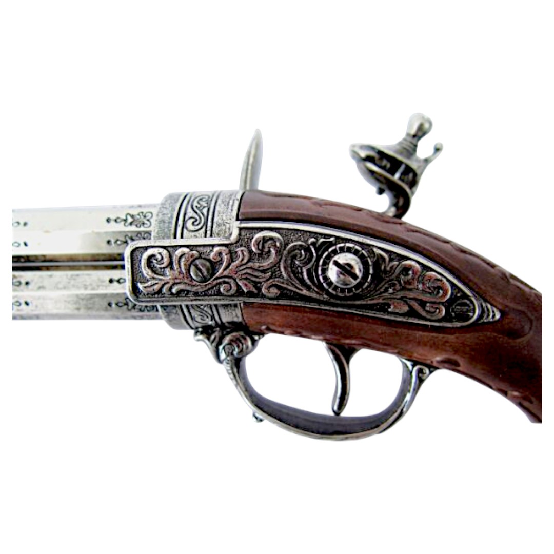 Pistola de chispa de dos cañones, Francia, siglo XVIII 1308