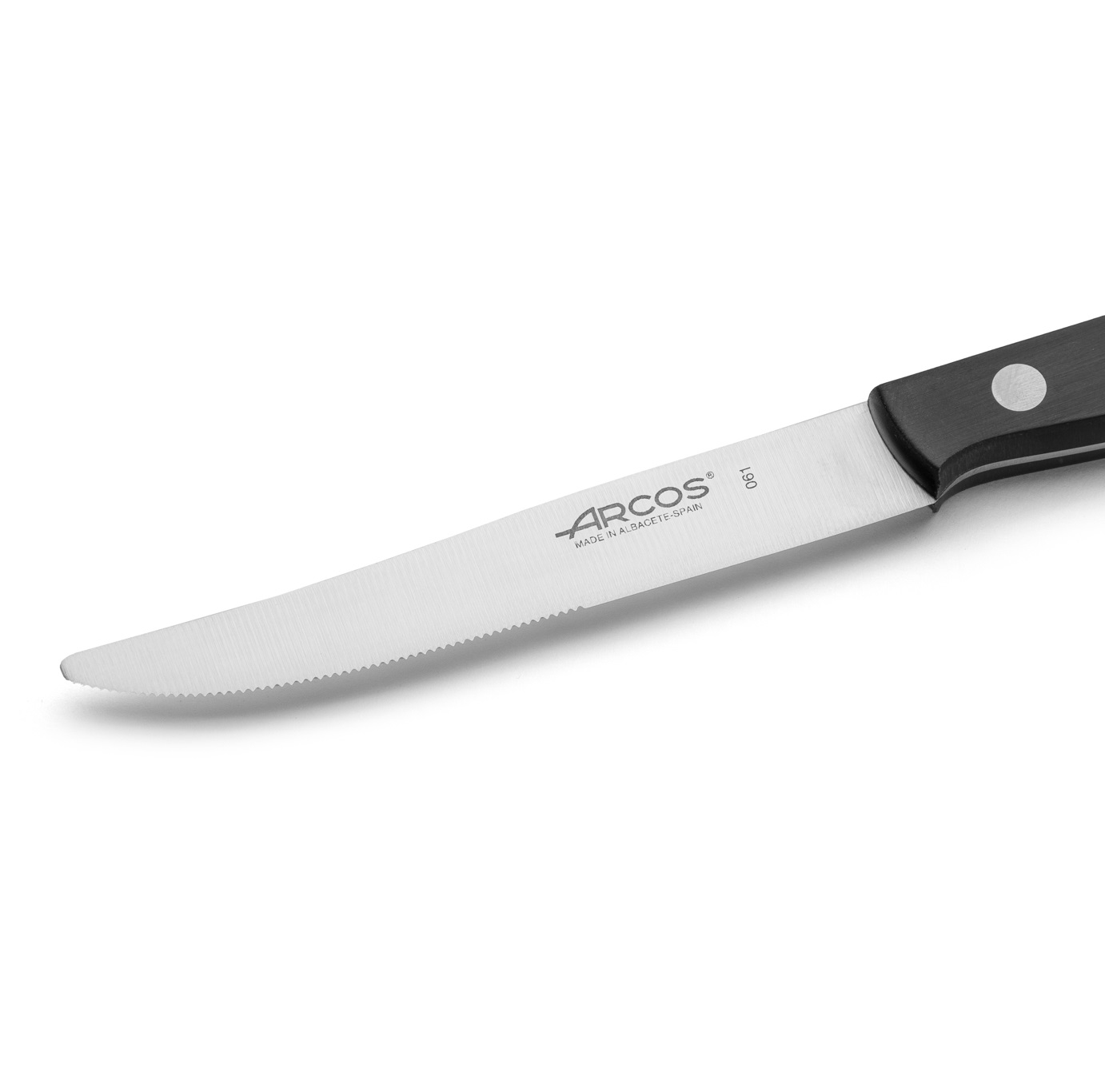 12 cuchillos chuleteros Arcos con mango de plástico negro y filo liso