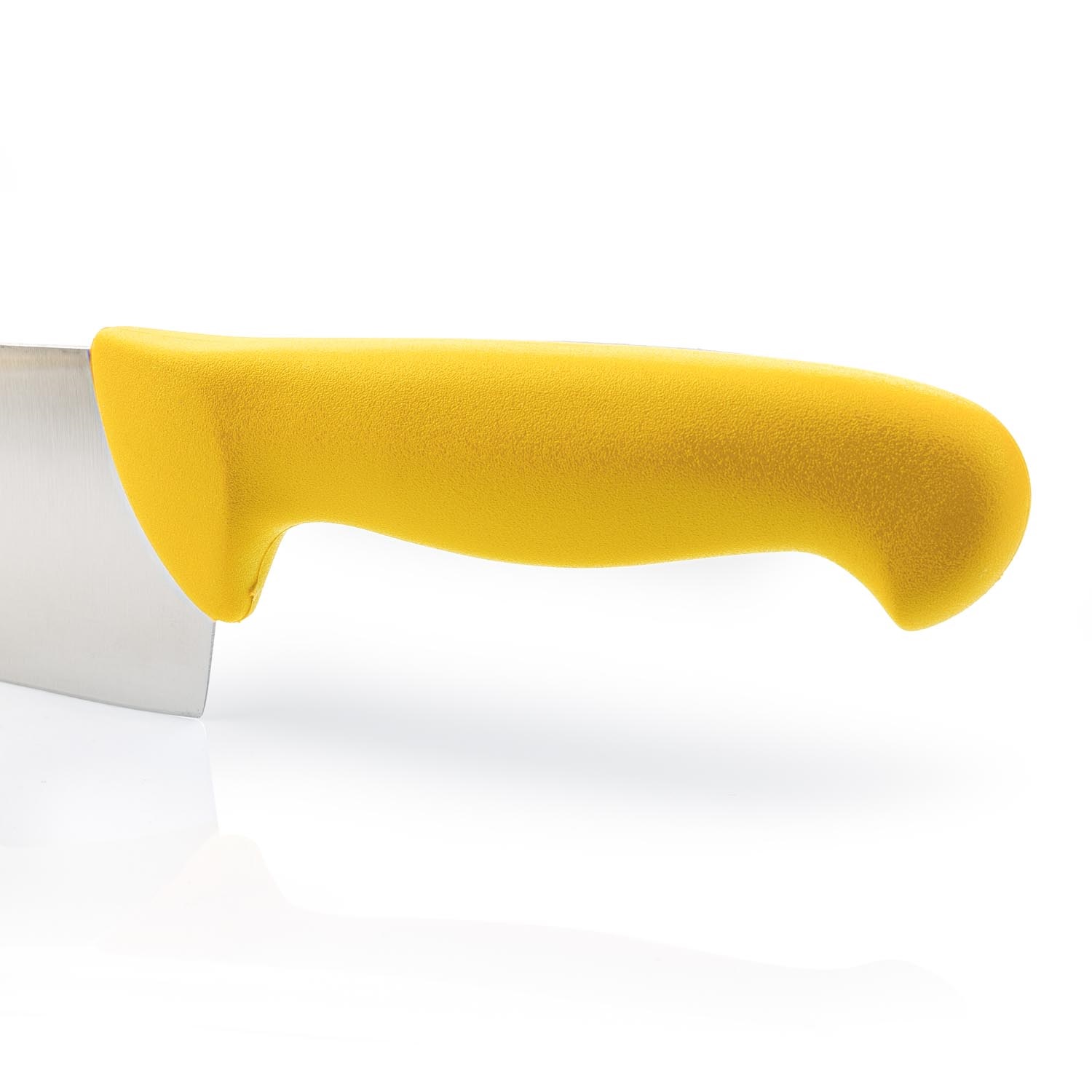 Wide chef's knife with a 20 cm blade and colorful plastic handle