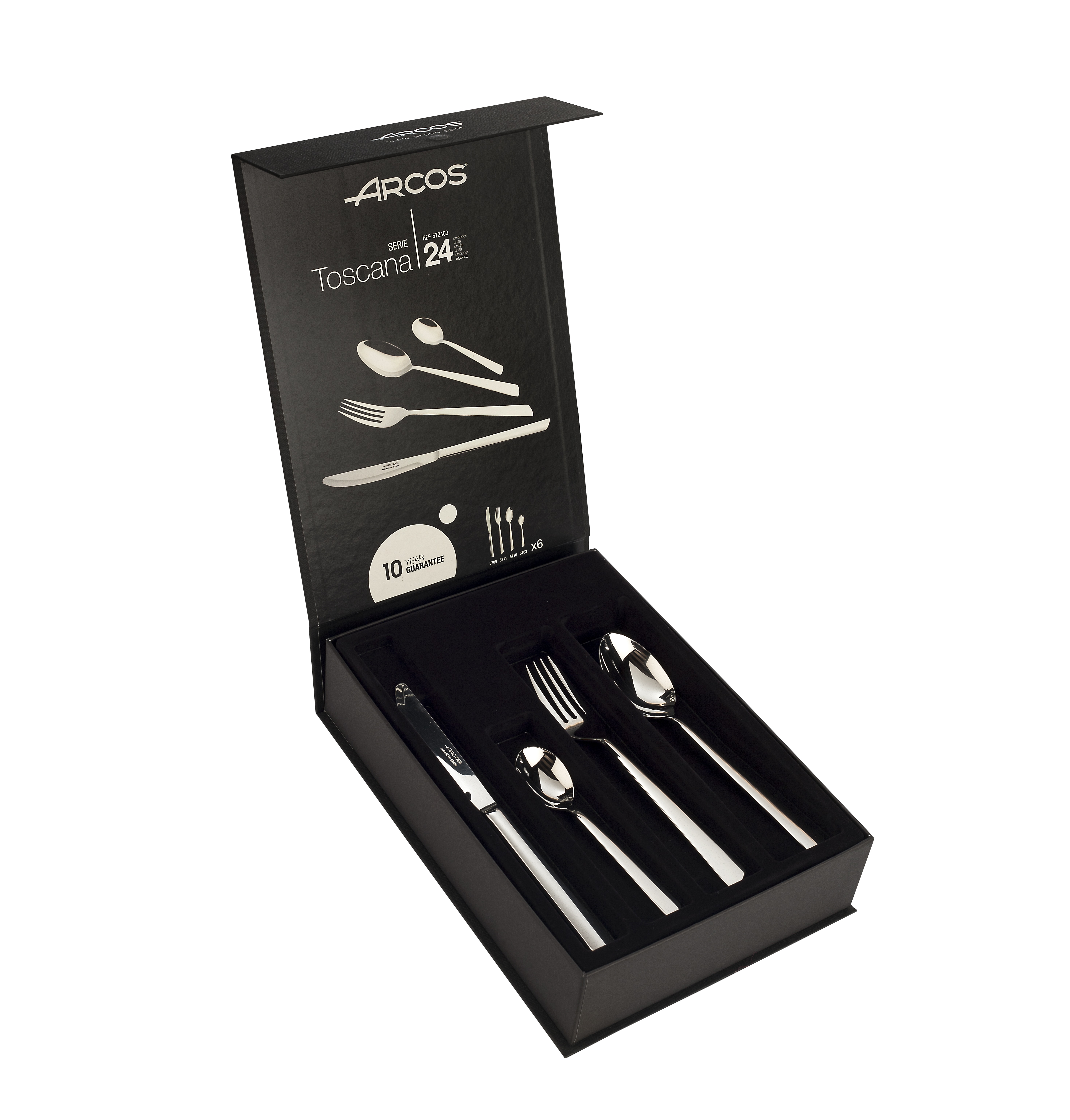 Juego de cubiertos de mesa Toscana 24 piezas Arcos acero inoxidab...