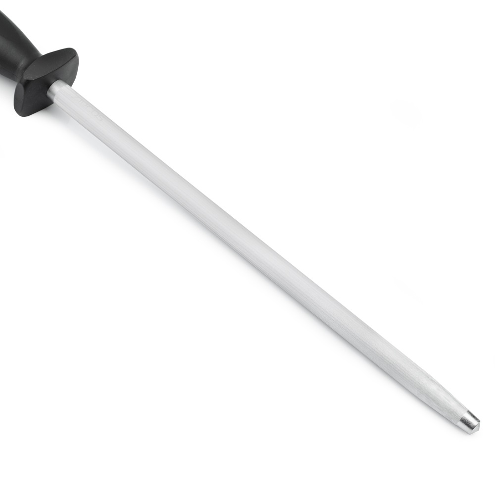 Chaira 300x13 mm de acero al carbono cromado Arcos con mango de polipropileno negro y gancho