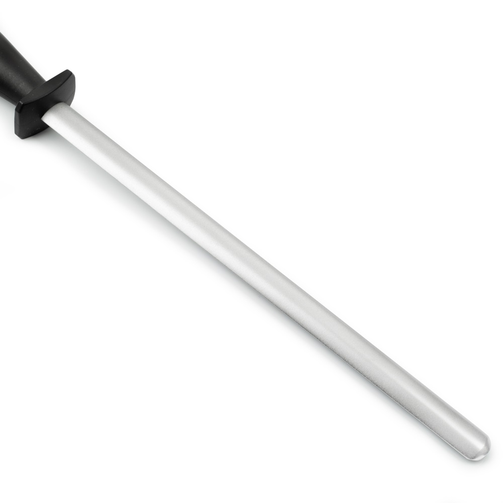 Chaira oval 280x17 mm con recubrimiento de diamante Arcos con mango de polipropileno negro y gancho