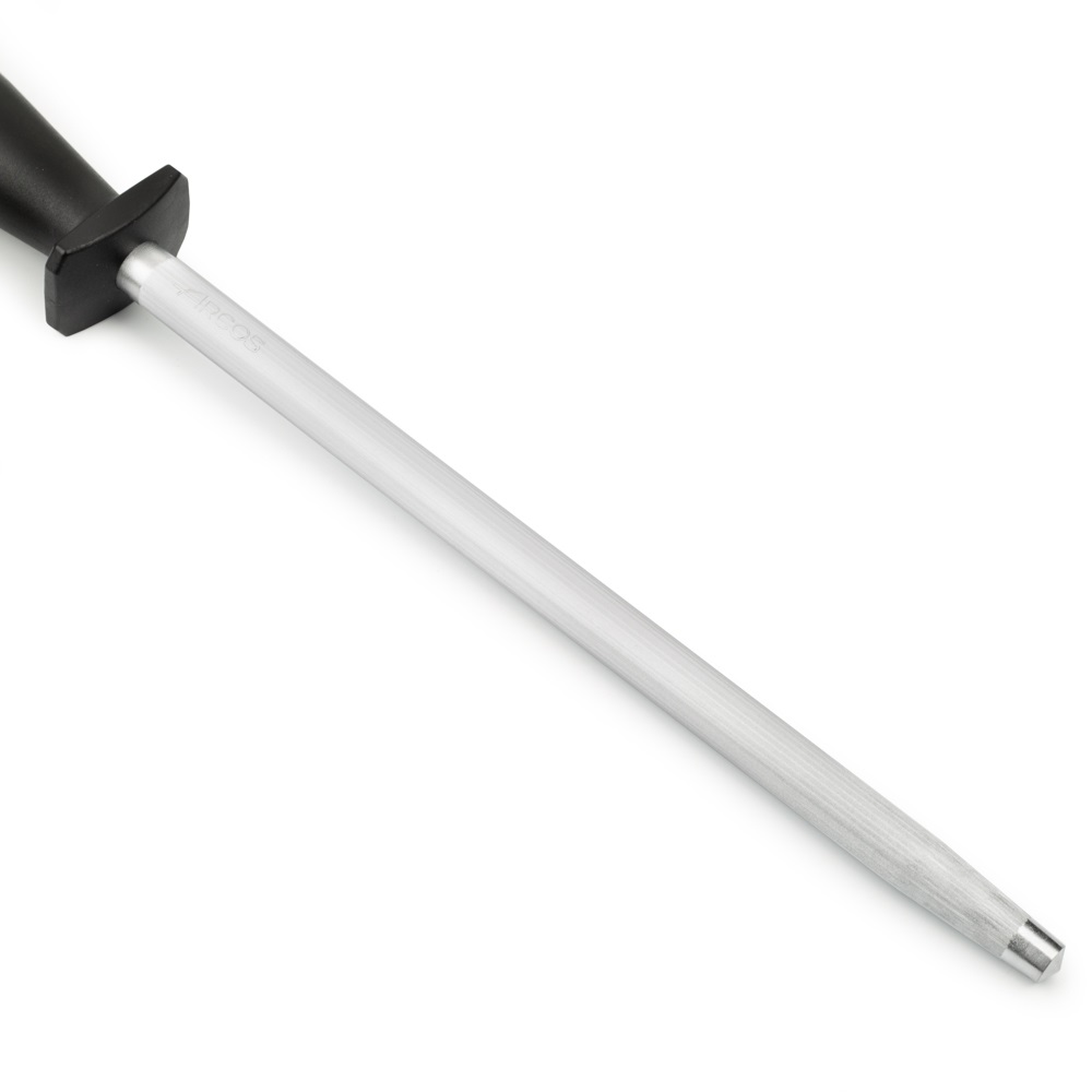 Afilador 250x13 mm acero al carbono cromado Arcos con mango de polipropileno negro y gancho