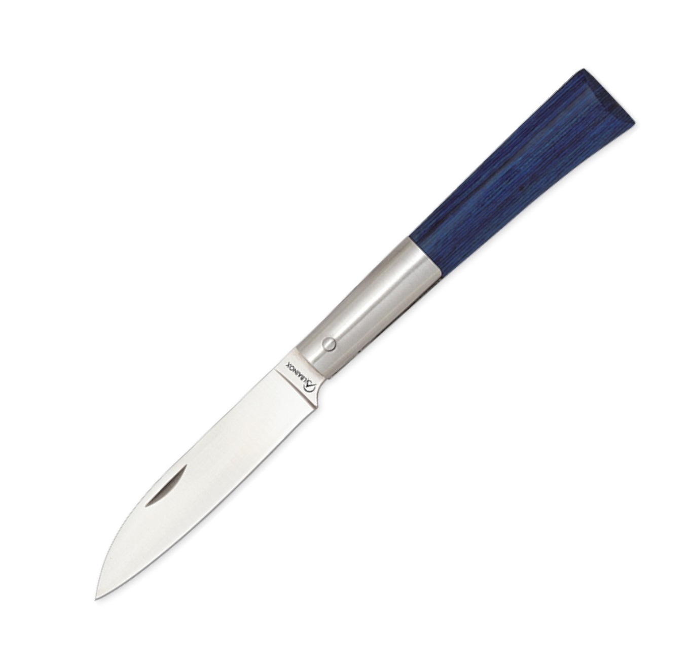 Pocket knife with plunger lock and blue stamina handle
