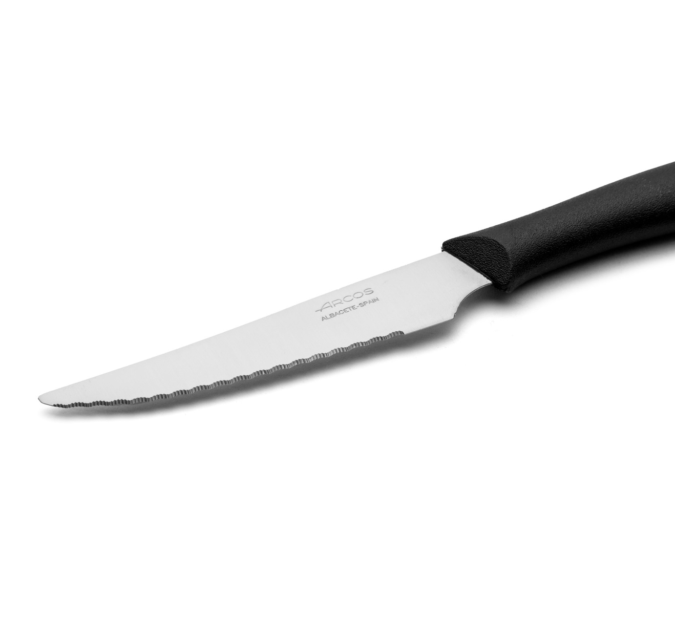 Pack de 6 cuchillos chuleteros Arcos Nova con hoja puntiaguda de 110 mm mango polipropileno negro