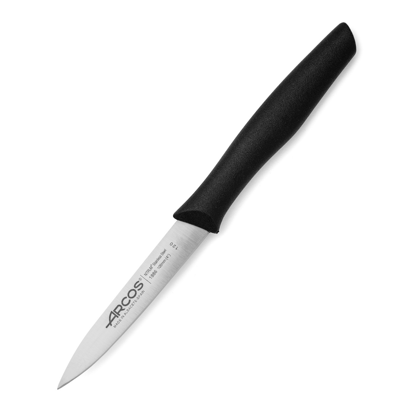 Arcos Nova set of 6 paring knives with 100mm pointed and serrated blade and black polypropylene handle