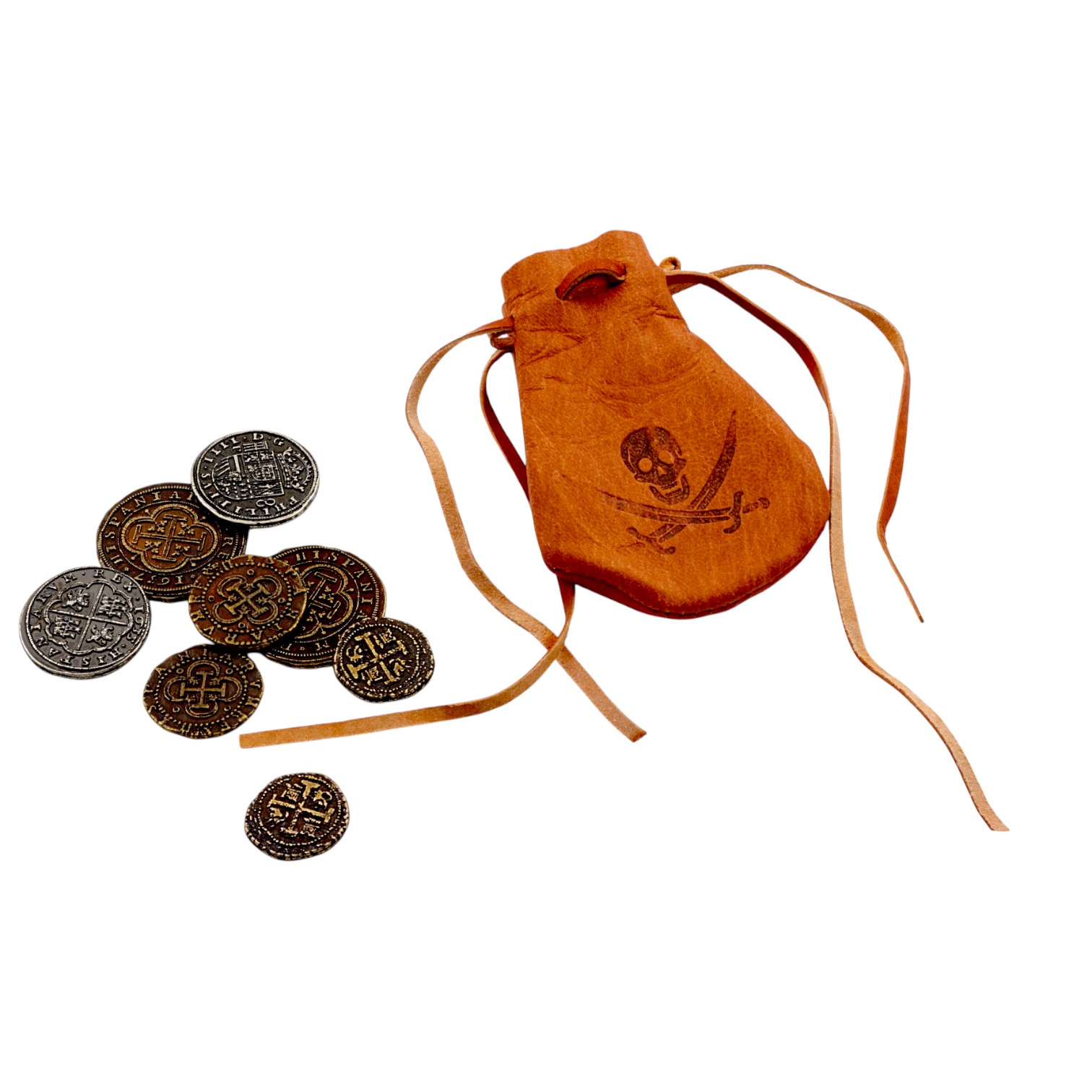 Bolsa de piel con 8 monedas