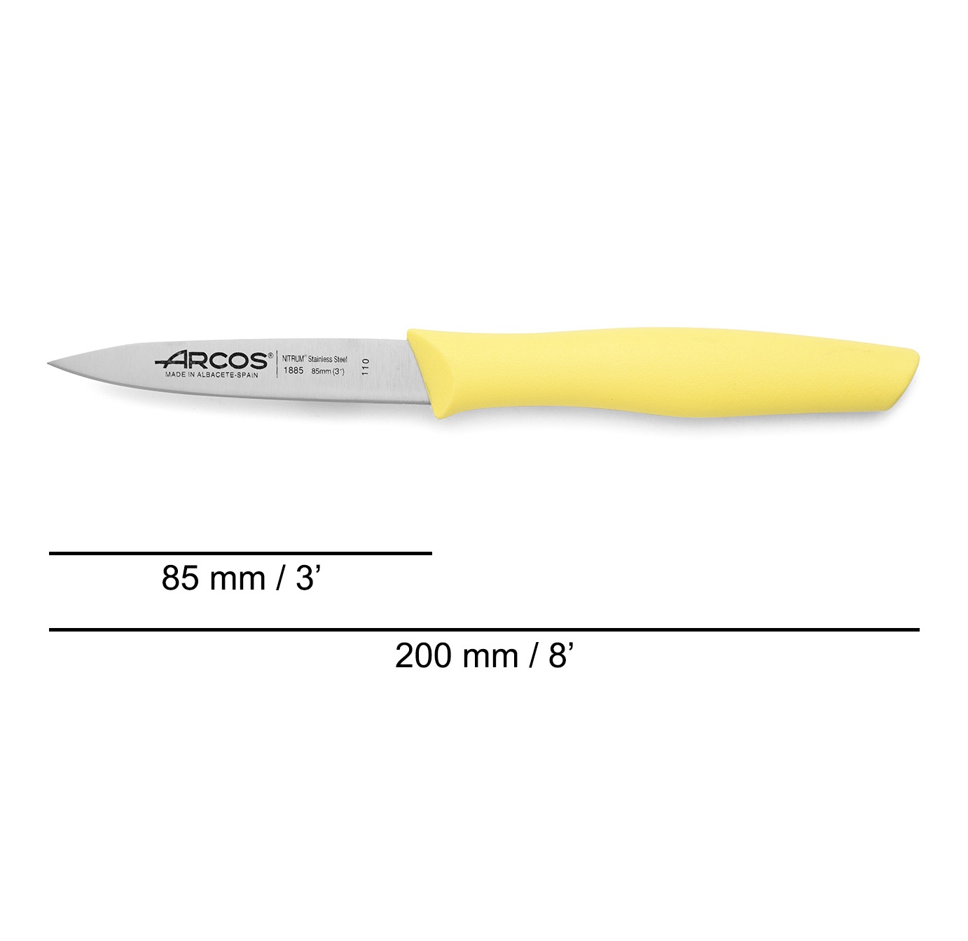 Box of 36 Arcos Nova paring knives, 85 mm blade, polypropylene handle, assorted pastel colors