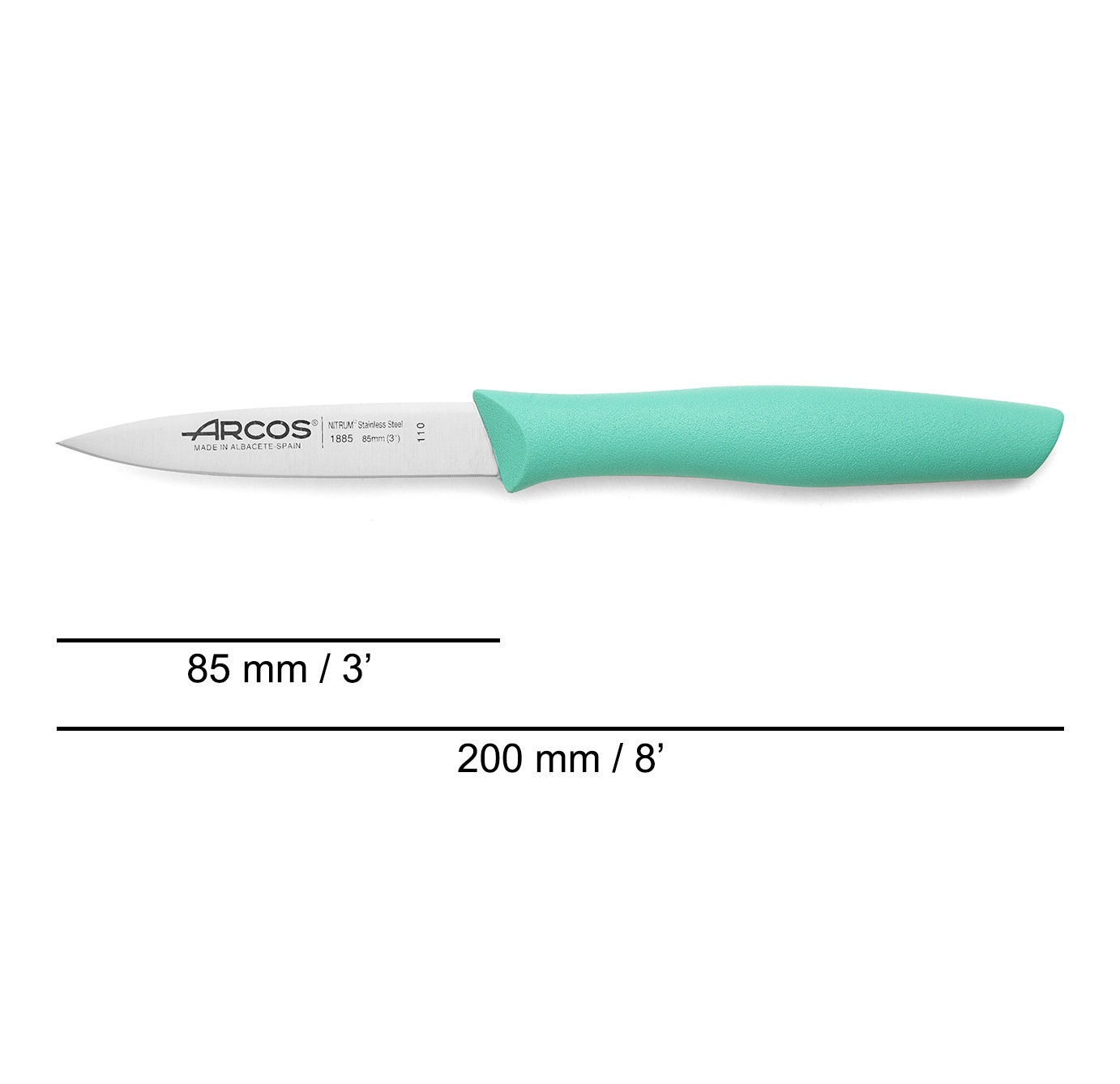 Box of 36 Arcos Nova paring knives, 85 mm blade, polypropylene handle, assorted pastel colors