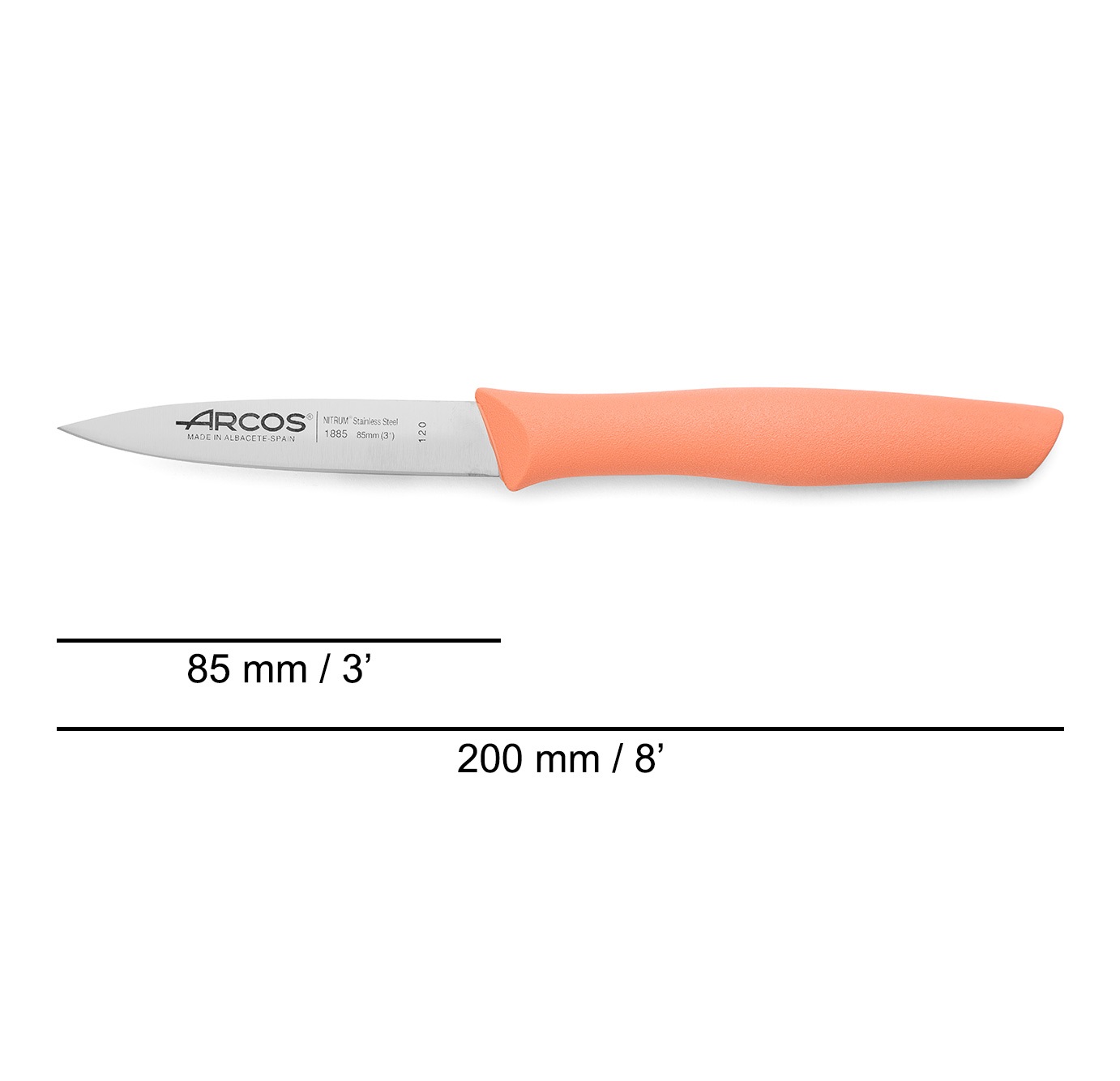 Box of 36 Arcos Nova paring knives, 85 mm blade, polypropylene handle, assorted pastel colors