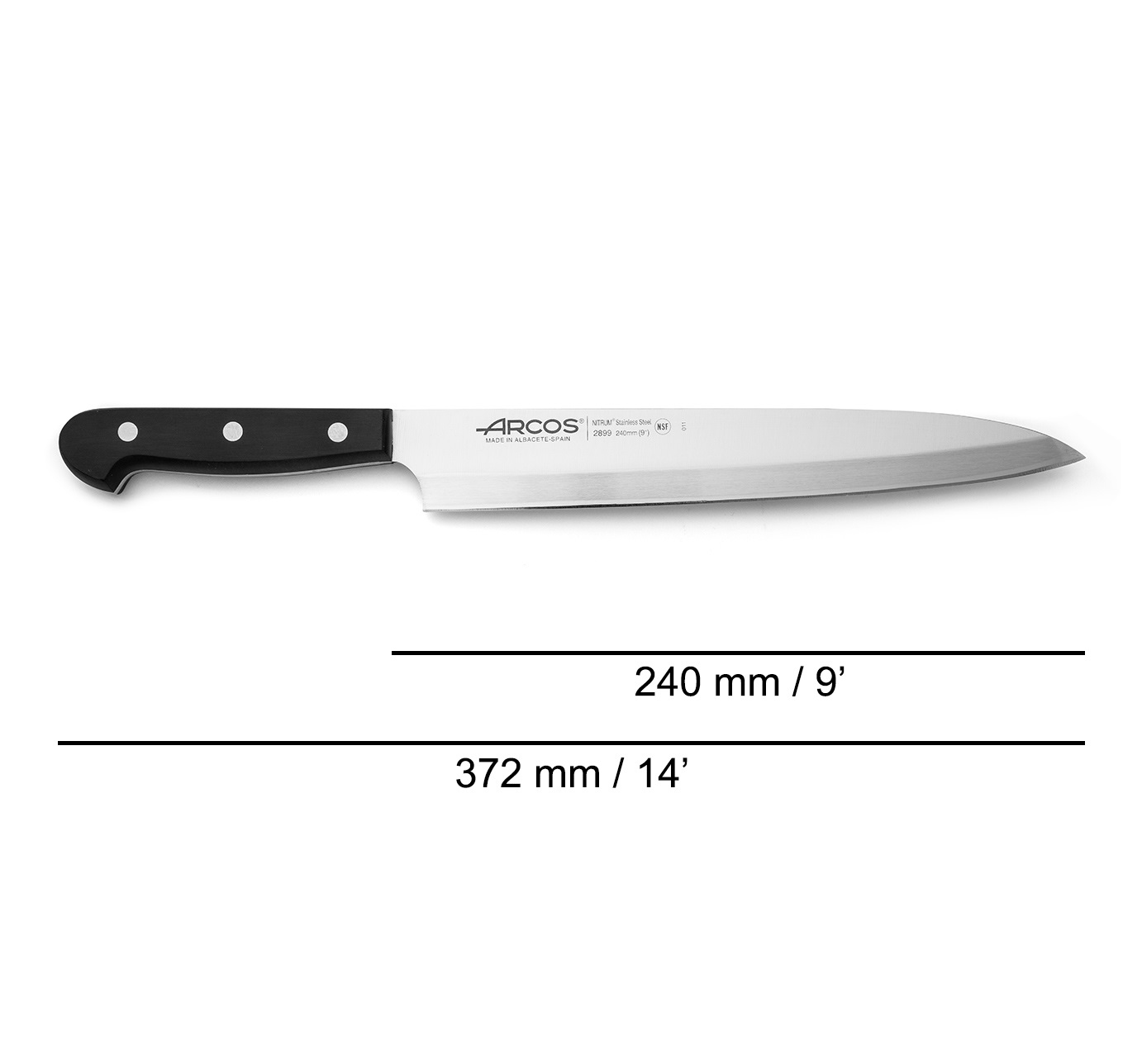 Cuchillo japones Yanagiba Arcos universal con hoja de 24 cm