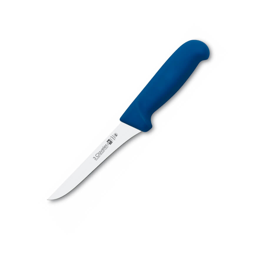 Cuchillo carnicero deshuesador de 13 cm de hoja con mango azul