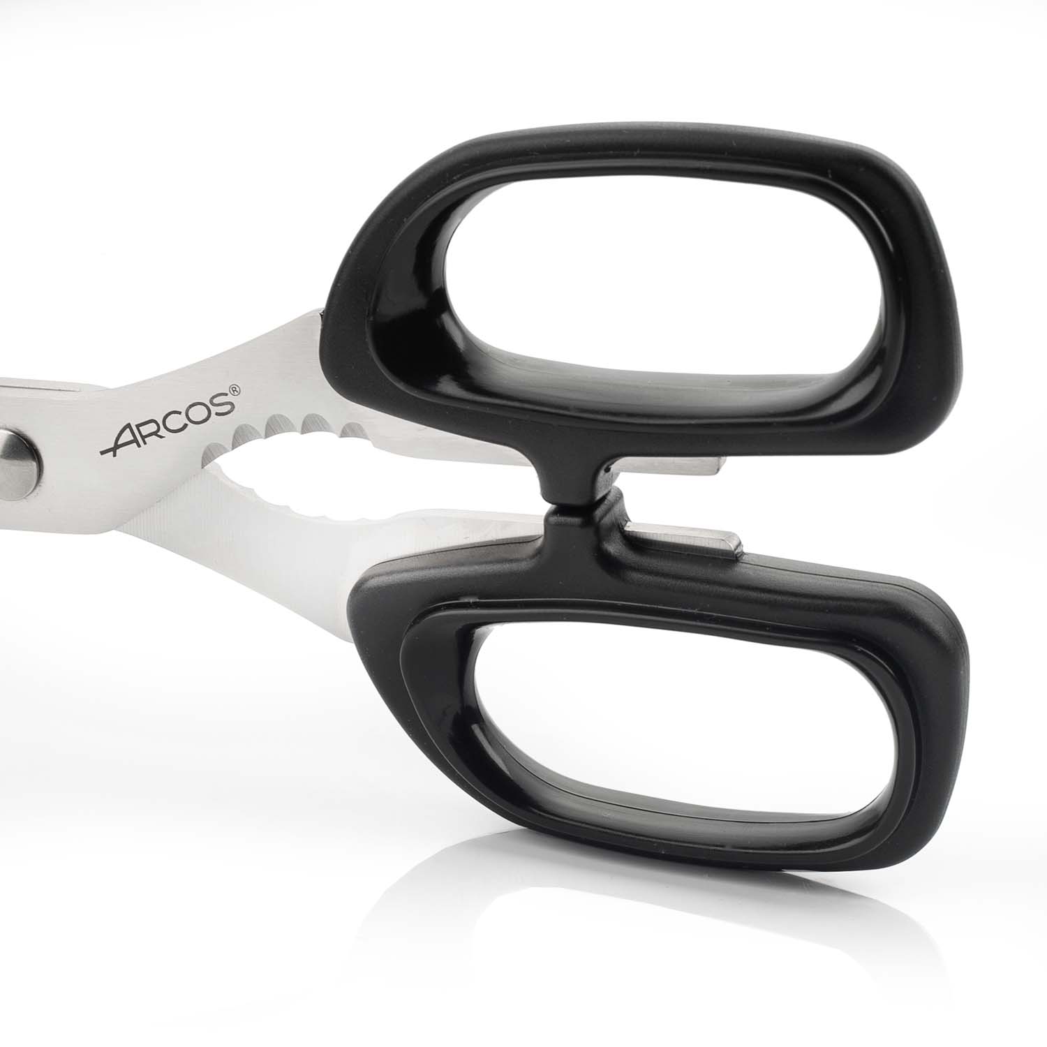 Tesoura de cozinha Arcos de 200 mm com cabo em polipropileno preto em embalagem blister