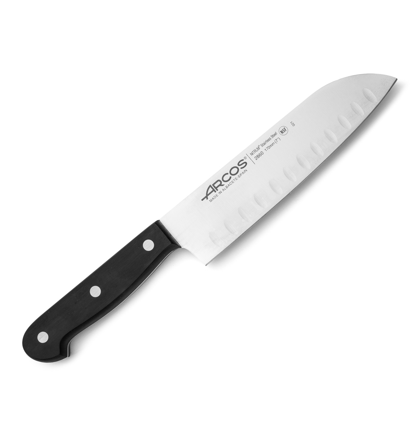 Cuchillo Santoku Arcos Universal con hoja enteriza alveolada de 1...
