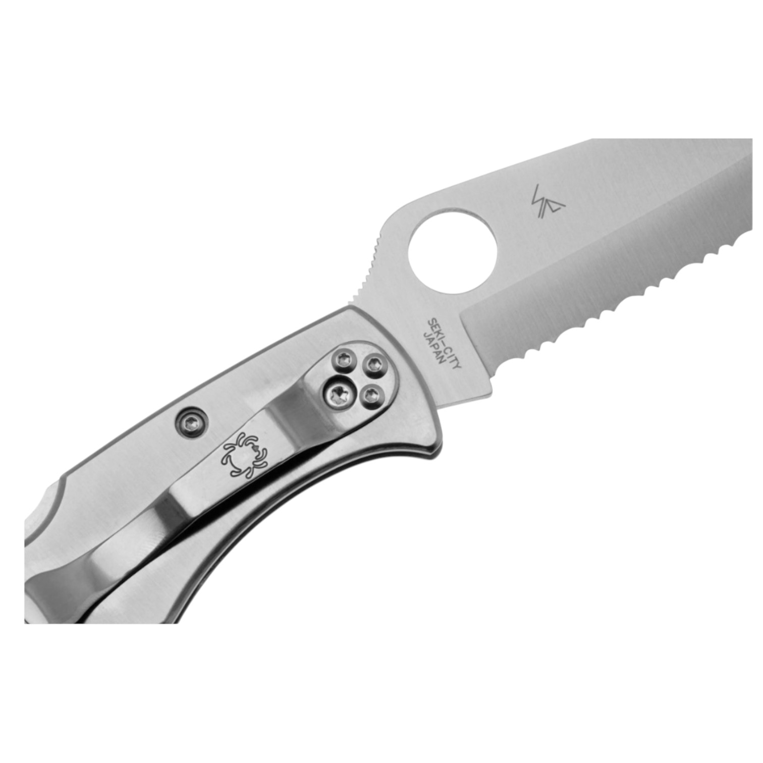 Spyderco Endura 4 Stainless steel C10S, knife with VG10 serrated blade and stainless steel handle
