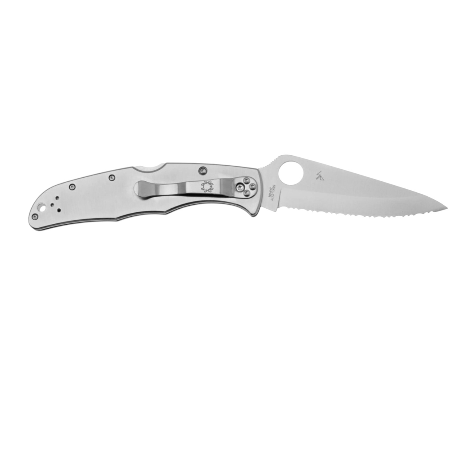 Spyderco Endura 4 Stainless steel C10S, knife with VG10 serrated blade and stainless steel handle