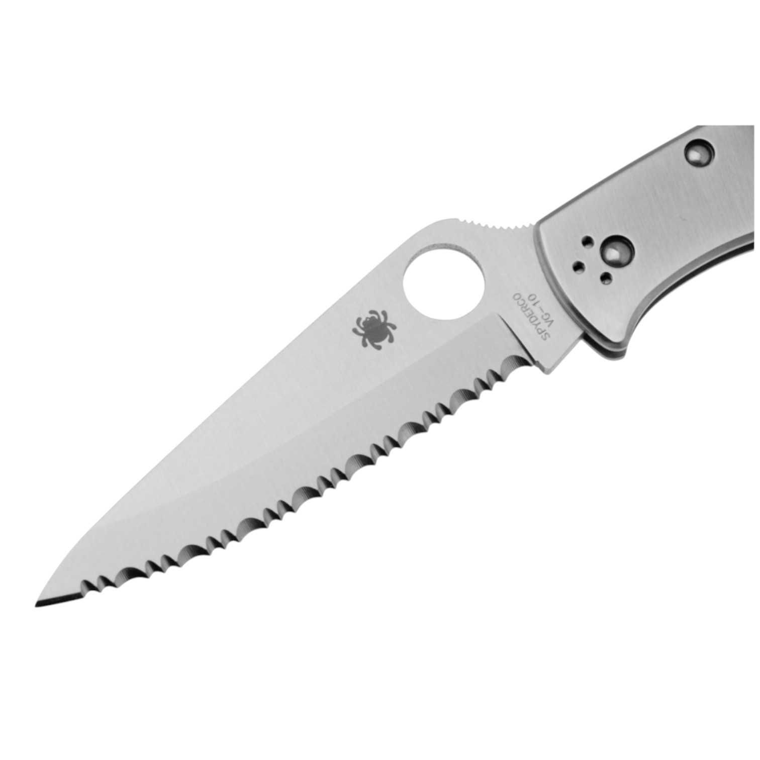 Spyderco Endura 4 Stainless steel C10S, knife with VG10 serrated blade and stainless steel handle