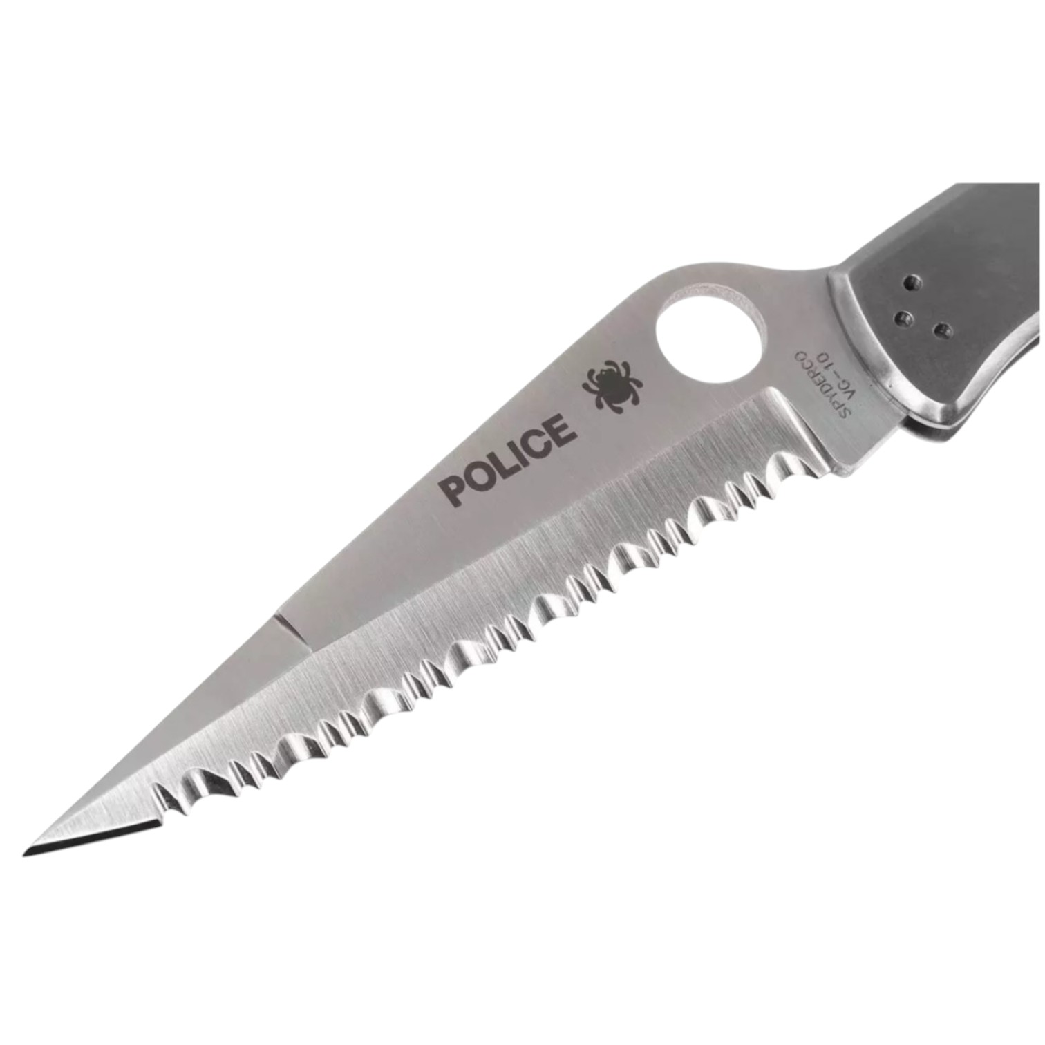 Spyderco Police acciaio inossidabile C07S, coltello con lama seghettata VG10 e manico in acciaio inossidabile