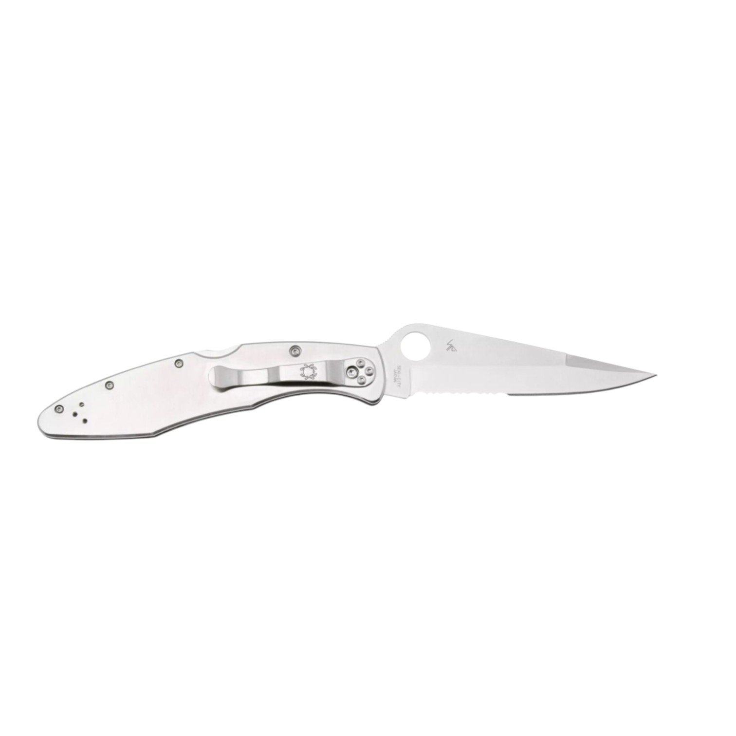 Spyderco Police Edelstahl Klappmesser C07PS mit VG10-Klinge (halbgezahnt) und Edelstahlgriff