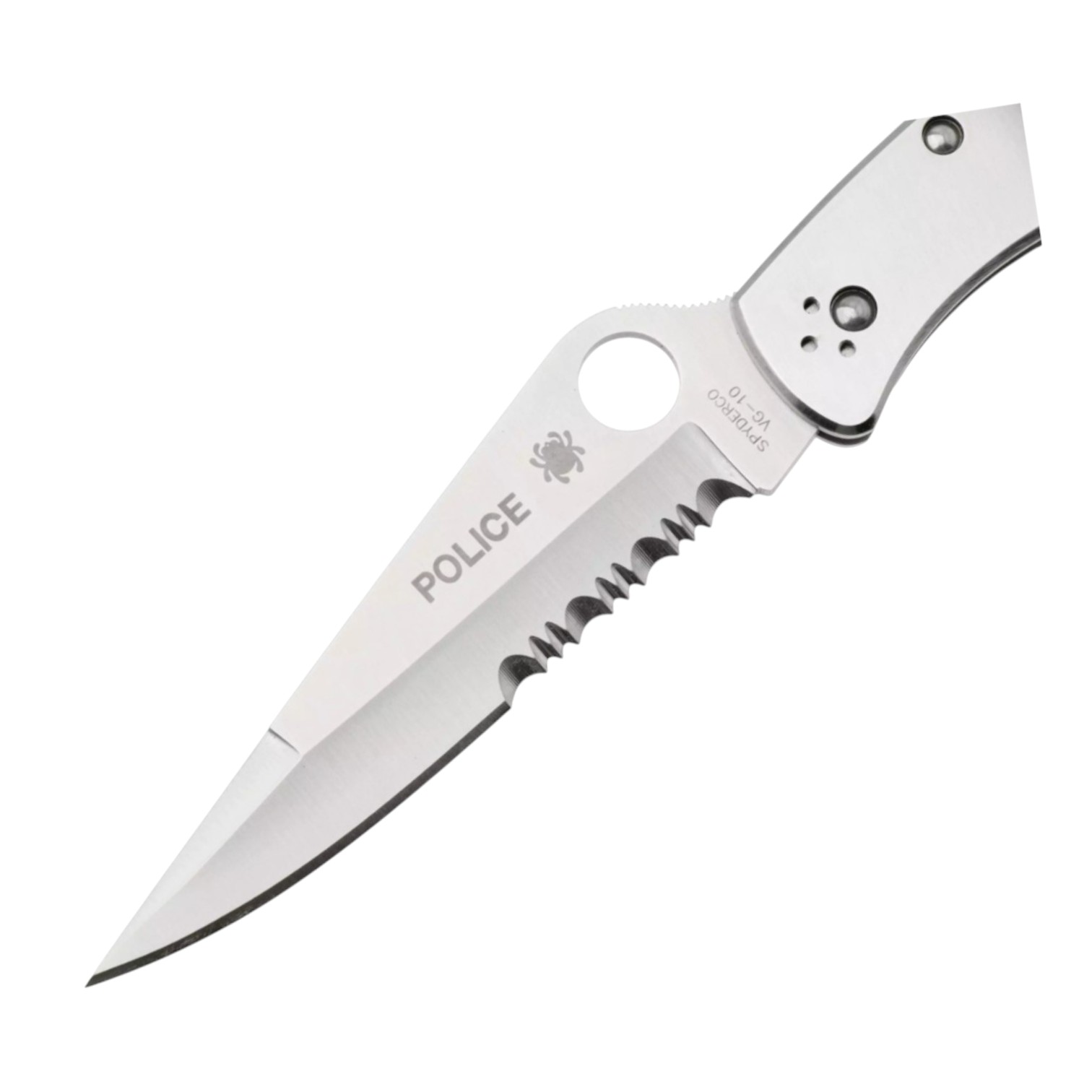 Spyderco Police Edelstahl Klappmesser C07PS mit VG10-Klinge (halbgezahnt) und Edelstahlgriff