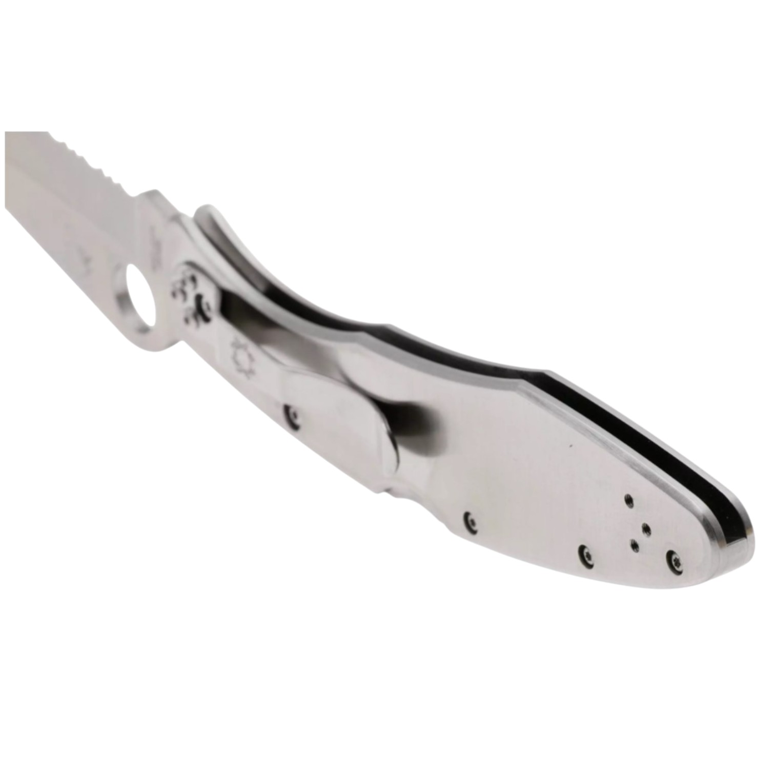 Spyderco Police Edelstahl Klappmesser C07PS mit VG10-Klinge (halbgezahnt) und Edelstahlgriff