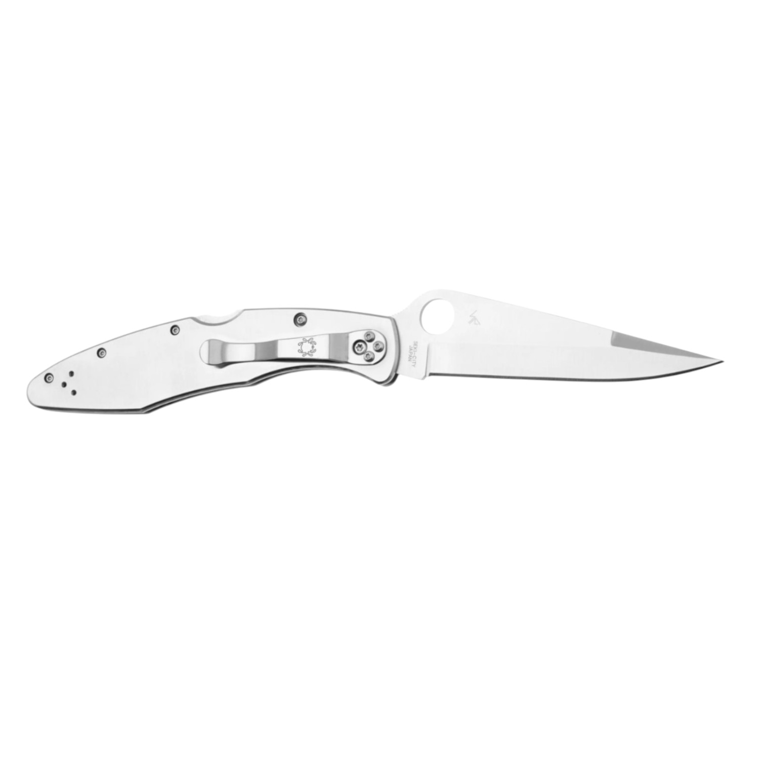 Spyderco Police acciaio inossidabile C07P, coltello con lama VG10 con filo piatto e manico in acciaio inossidabile