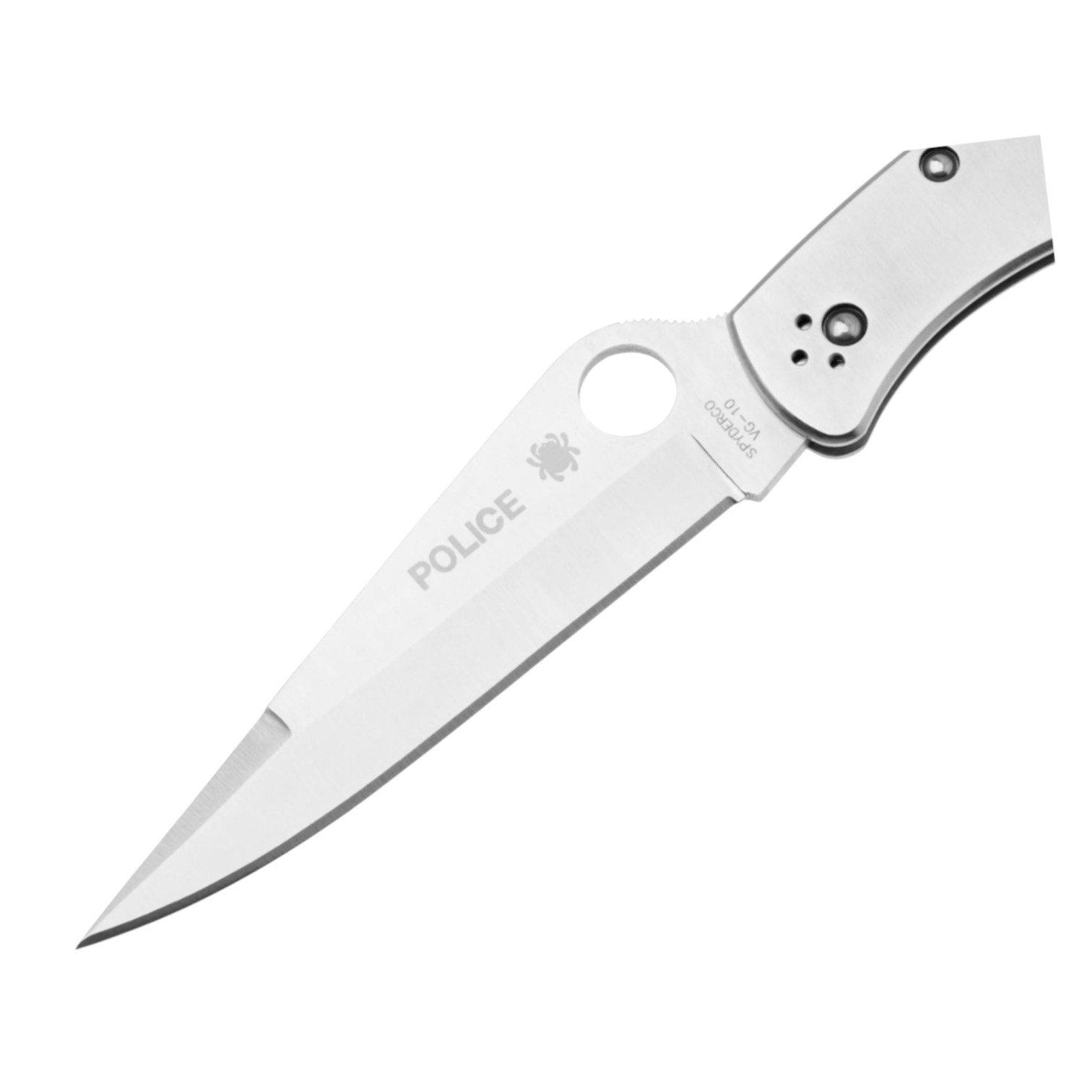 Spyderco Police acciaio inossidabile C07P, coltello con lama VG10 con filo piatto e manico in acciaio inossidabile
