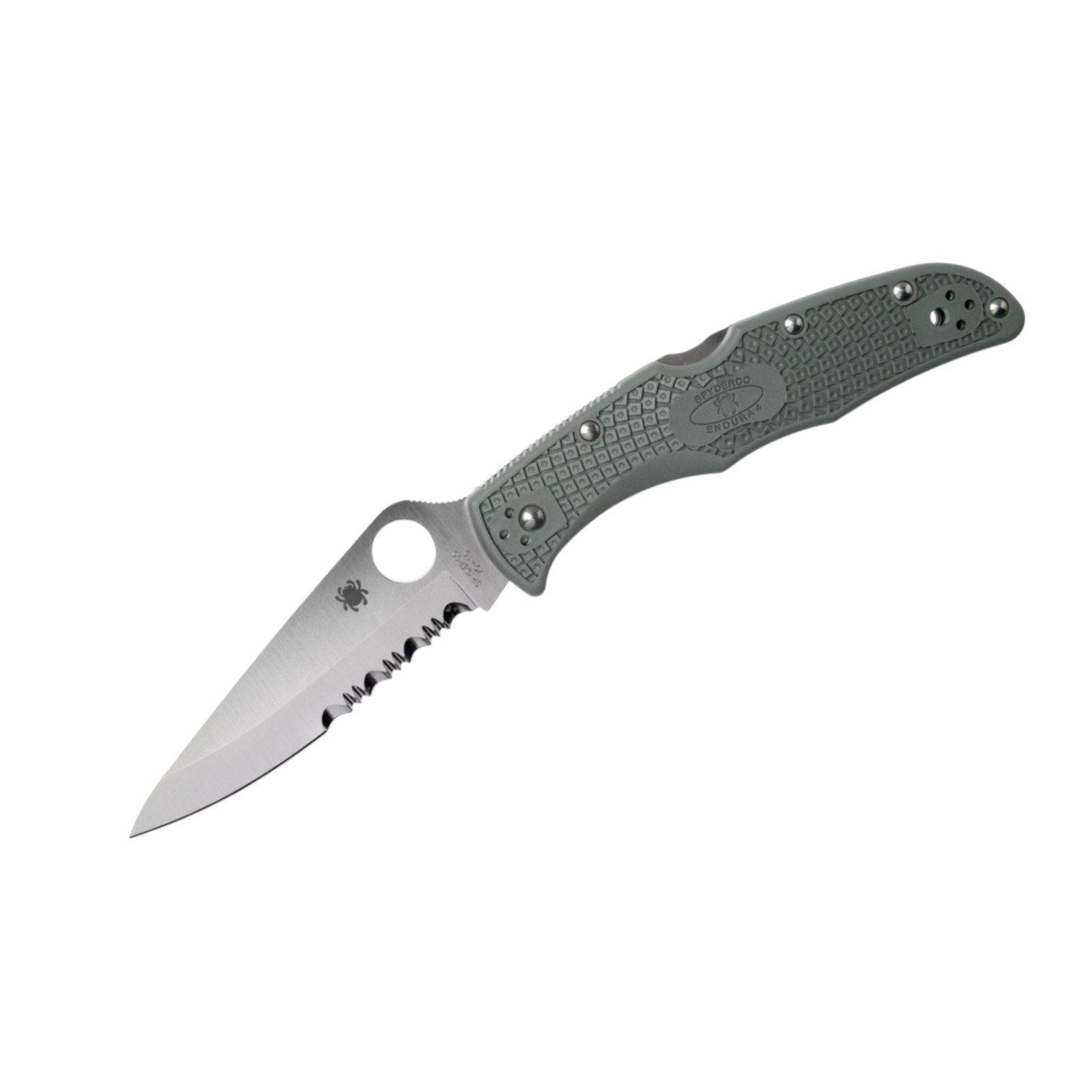 Spyderco Endura 4 C10PSFG, navaja con hoja de VG10 con filo semid...