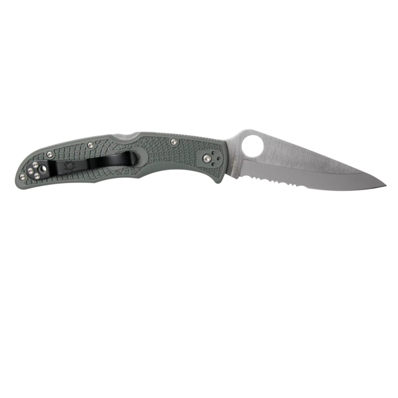 Spyderco Endura 4 C10PSFG, coltello tascabile con lama VG10 con filo semi-seghettato e impugnatura in FRN verde