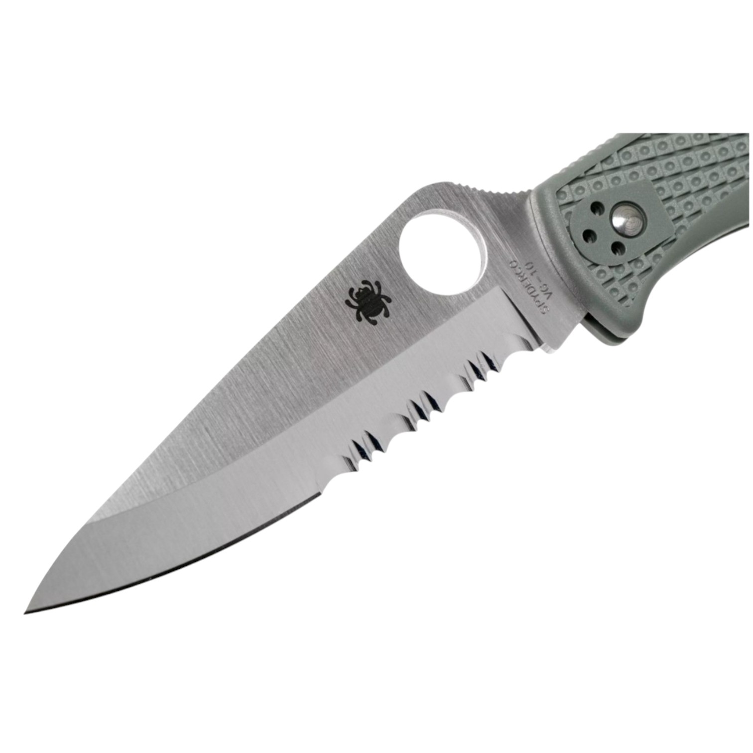 Spyderco Endura 4 C10PSFG, coltello tascabile con lama VG10 con filo semi-seghettato e impugnatura in FRN verde