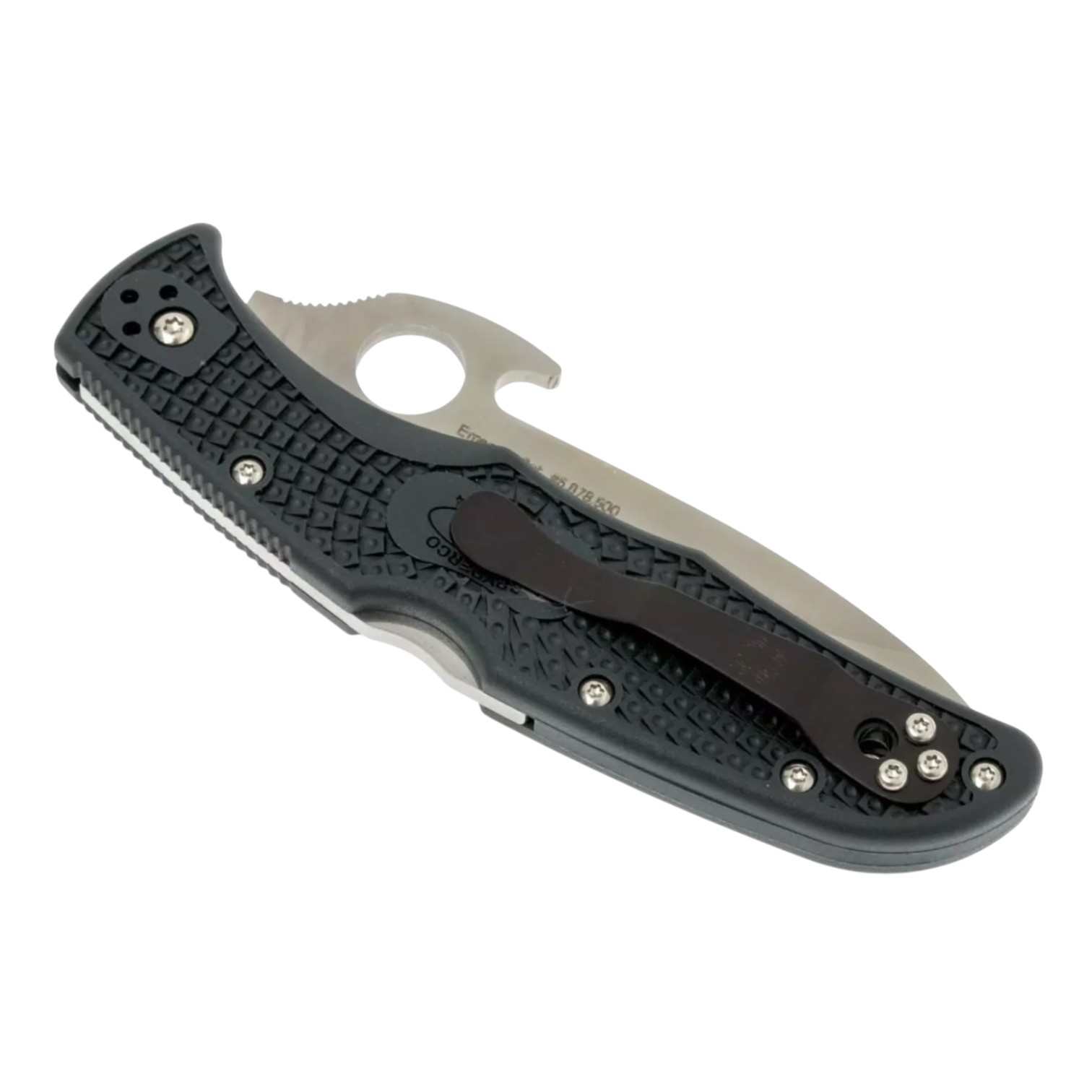Spyderco Endura 4 PE Wave Emerson C10PGYW, navaja VG10 filo plano con apertura Emerson y mango de FRN negro