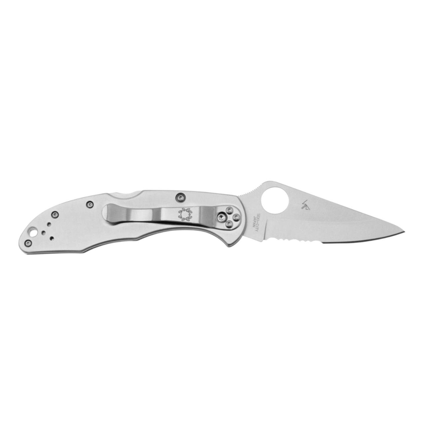 Spyderco Delica 4 Stainless steel C11PS, VG10 folding knife with semi-serrated edge and stainless steel handle