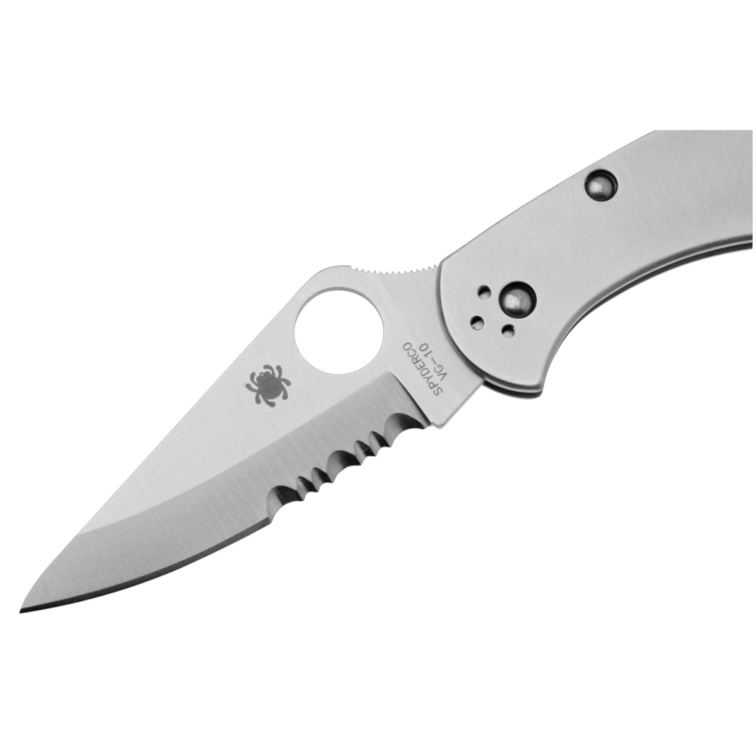 Spyderco Delica 4 Stainless steel C11PS, VG10 folding knife with semi-serrated edge and stainless steel handle